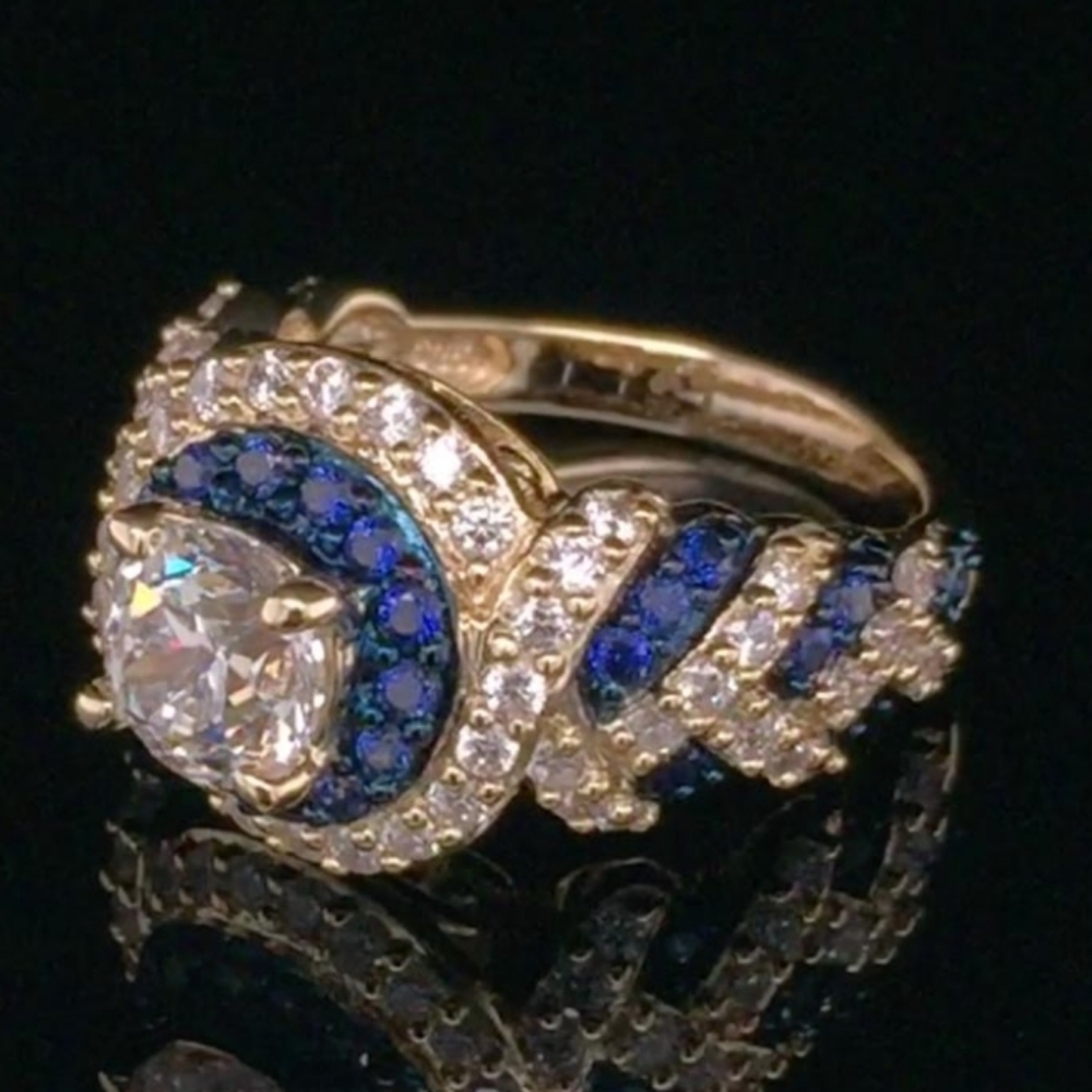 Sapphire And Diamond Simulate Ring - image 1